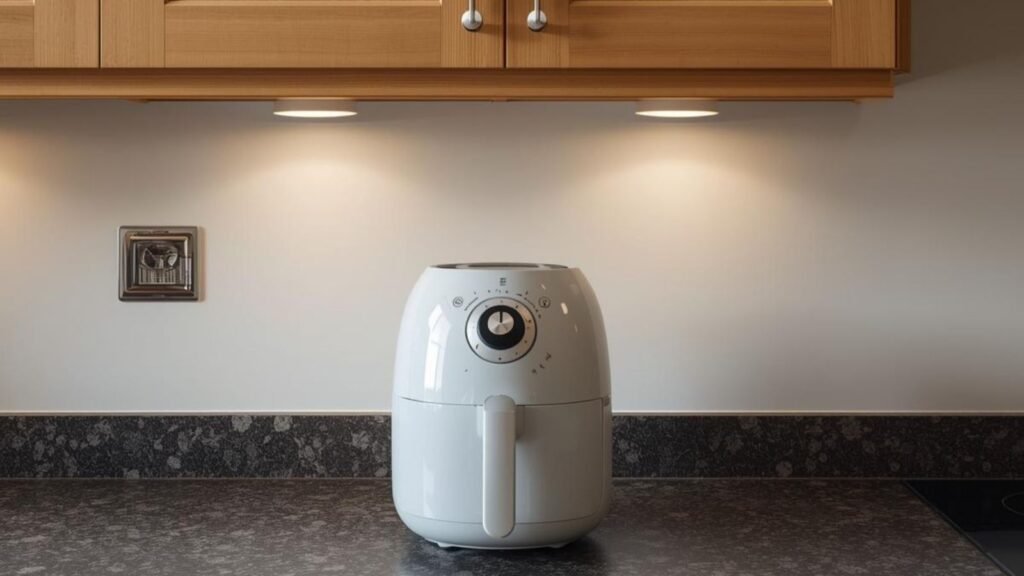 air fryer on kitchen worktop showing height clearance